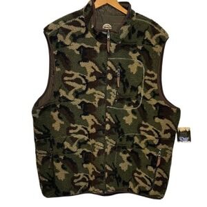 NWT Madison Creek Outfitters Camo Sherpa Fleece Vest Streetwear Utility Mens 2XL